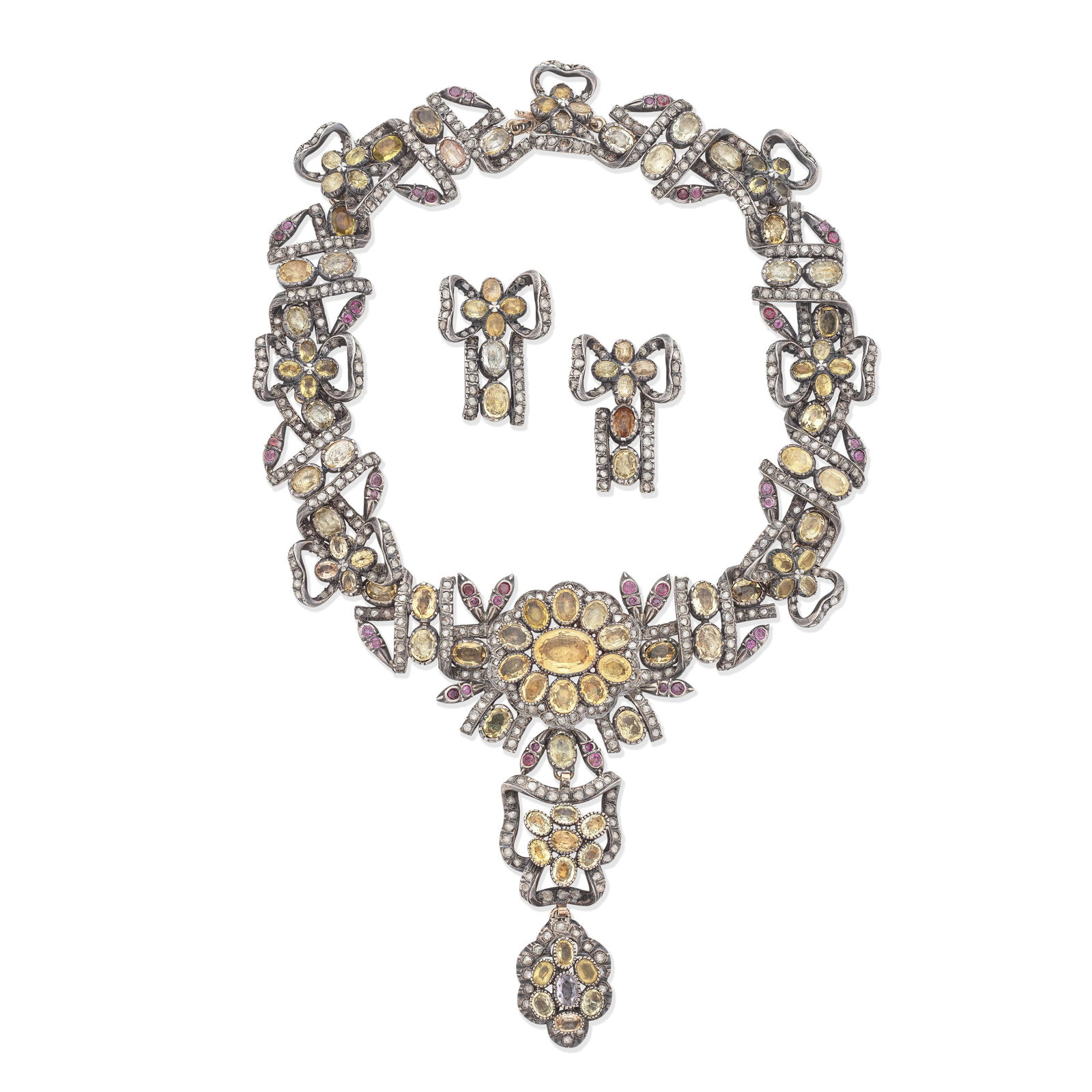 GEM-SET NECKLACE AND EARRINGS, (2) (1 of 1)