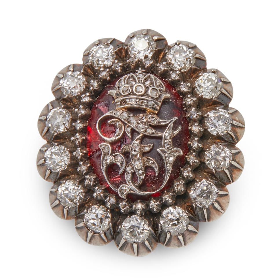 AN ANTIQUE COLORED GLASS AND DIAMOND RING, ITALY, CIRCA 1890 (1 of 2)