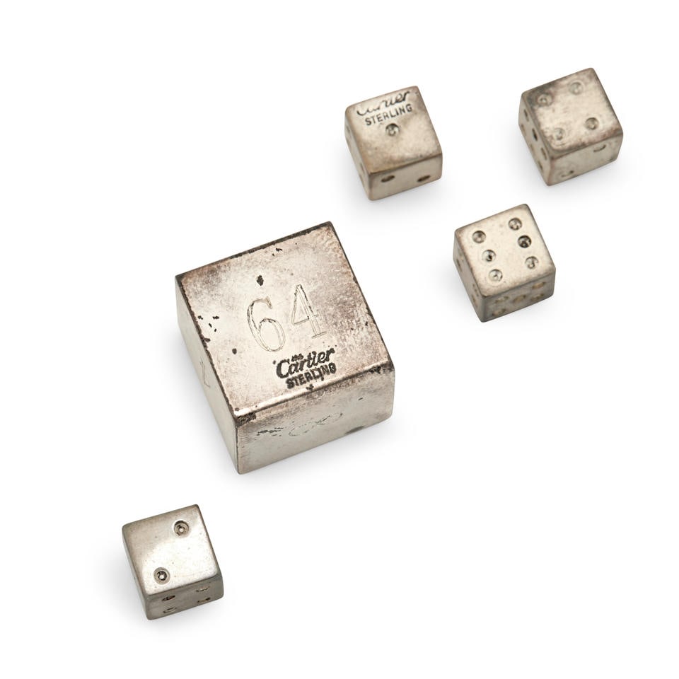 CARTIER: STERLING SILVER BACKGAMMON DICE (1 of 1)