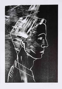 STEPHAN BALKENHOL (born 1957) Ohne Titel, 2007 Gravure sur bois. Signée, datée et num...: STEPHAN BALKENHOL (born 1957) Ohne Titel, 2007 Gravure sur bois. Signée, datée et numérotée 18/48 Houtgravure. Getekend, gedateerd en genummerd 18/48 Wood engraving. Signed, dated