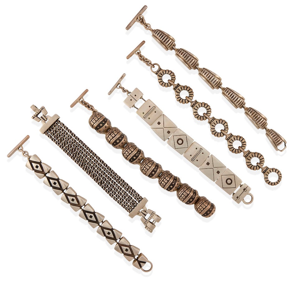 Lisa Jenks A Group Of Six Silver Bracelets