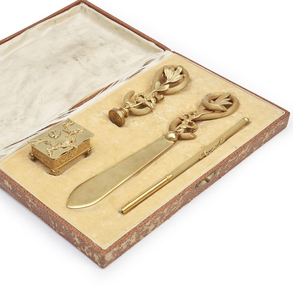 Art Deco Gilt Metal Desk Accessories/Writing Set (1 of 1)