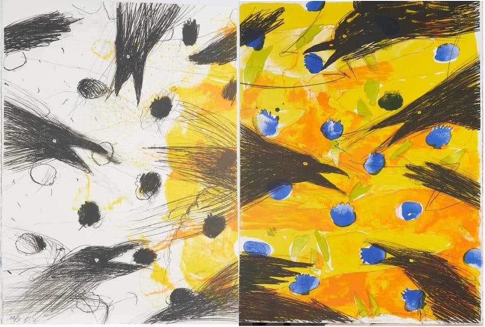 Robert Rahway Zakanitch (American, born 1935) Jamboree Crows diptych Signed, dated, titled and n... (1 of 2)
