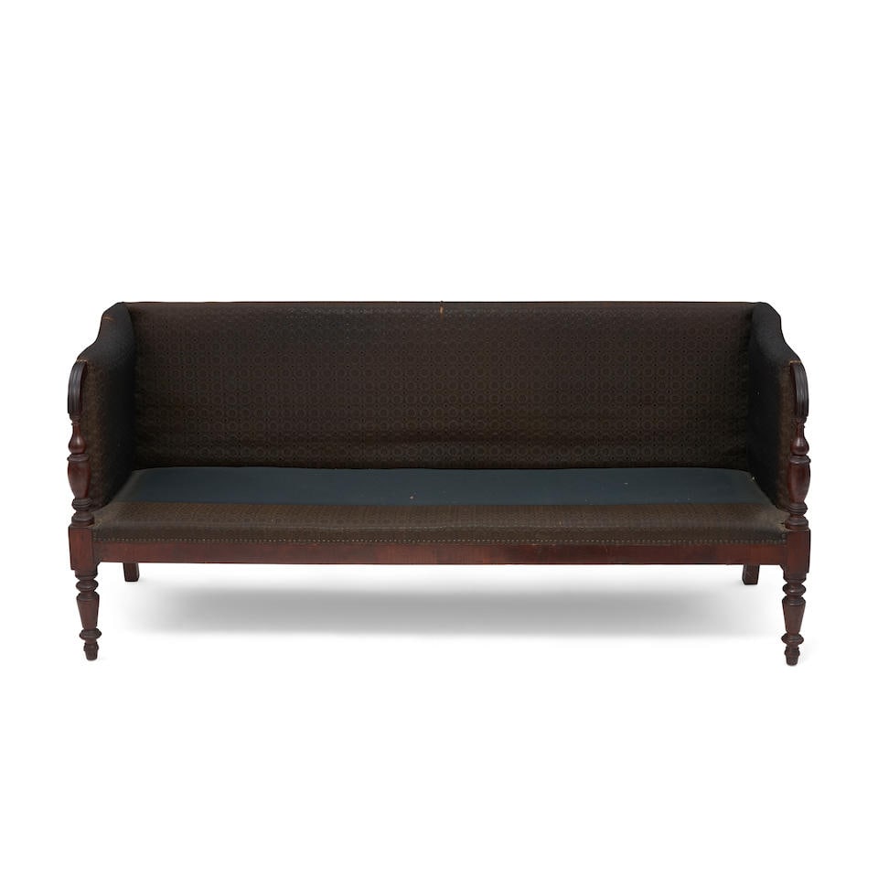 Federal-style Mahogany Upholstered Settee (1 of 1)