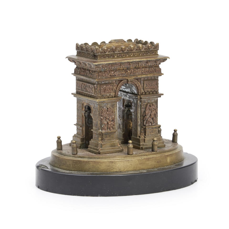 Miniature Bronze Arc de Triomphe on a Black Slate Base (1 of 1)