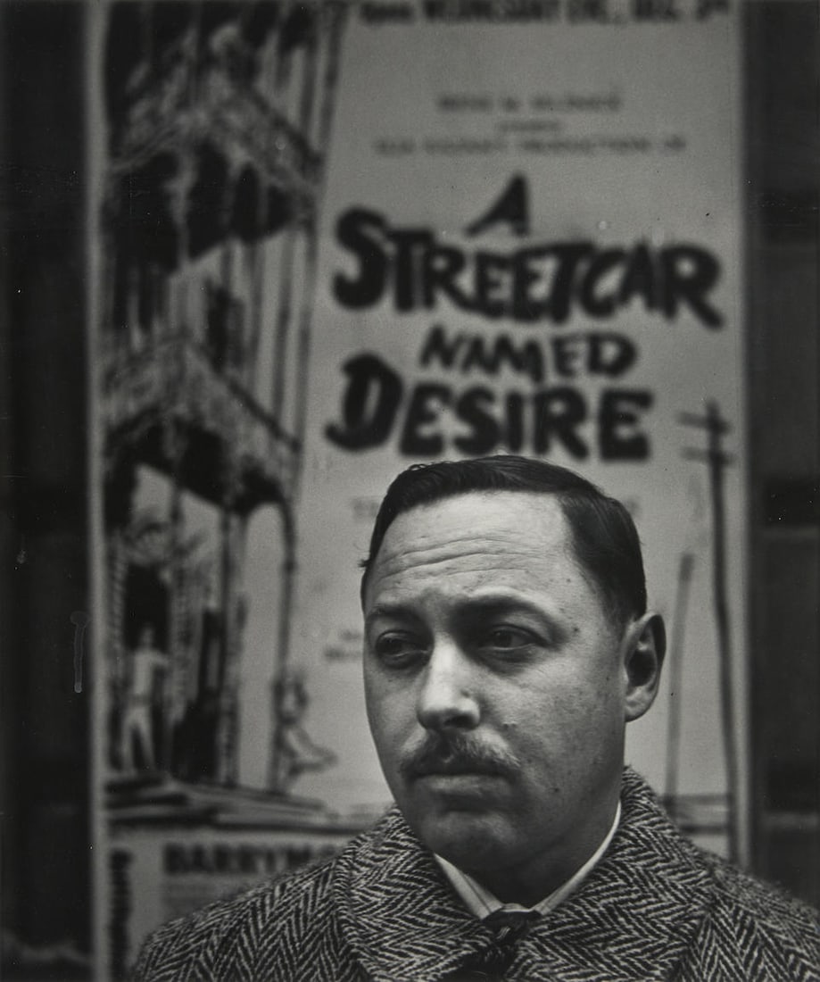 W. Eugene Smith (1918-1978); Tennessee Williams;: W. Eugene Smith (1918-1978) Tennessee Williams, 1948 Gelatin silver print; with W. Eugene Smith stamp in ink on the verso; framed. 12 3/8 x 10 1/2 in. (31.4 x 26.7 cm) sheet 13 7/8 x 10 7/8 in (35.3 x