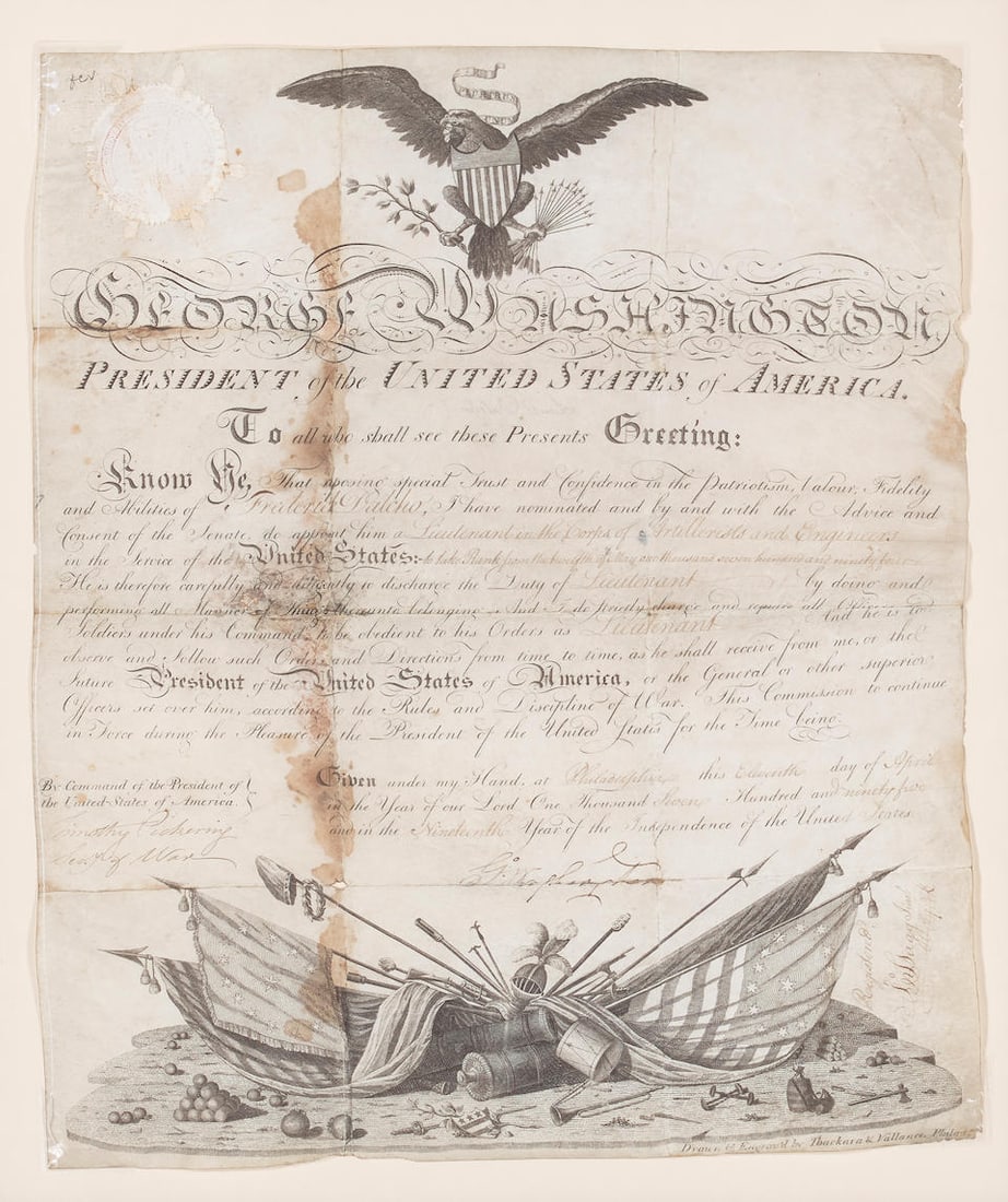 A GEORGE WASHINGTON MILITARY APPOINTMENT. WASHINGTON, GEORGE. 1732-1799. Document Signed ('Go: W... (1 of 1)