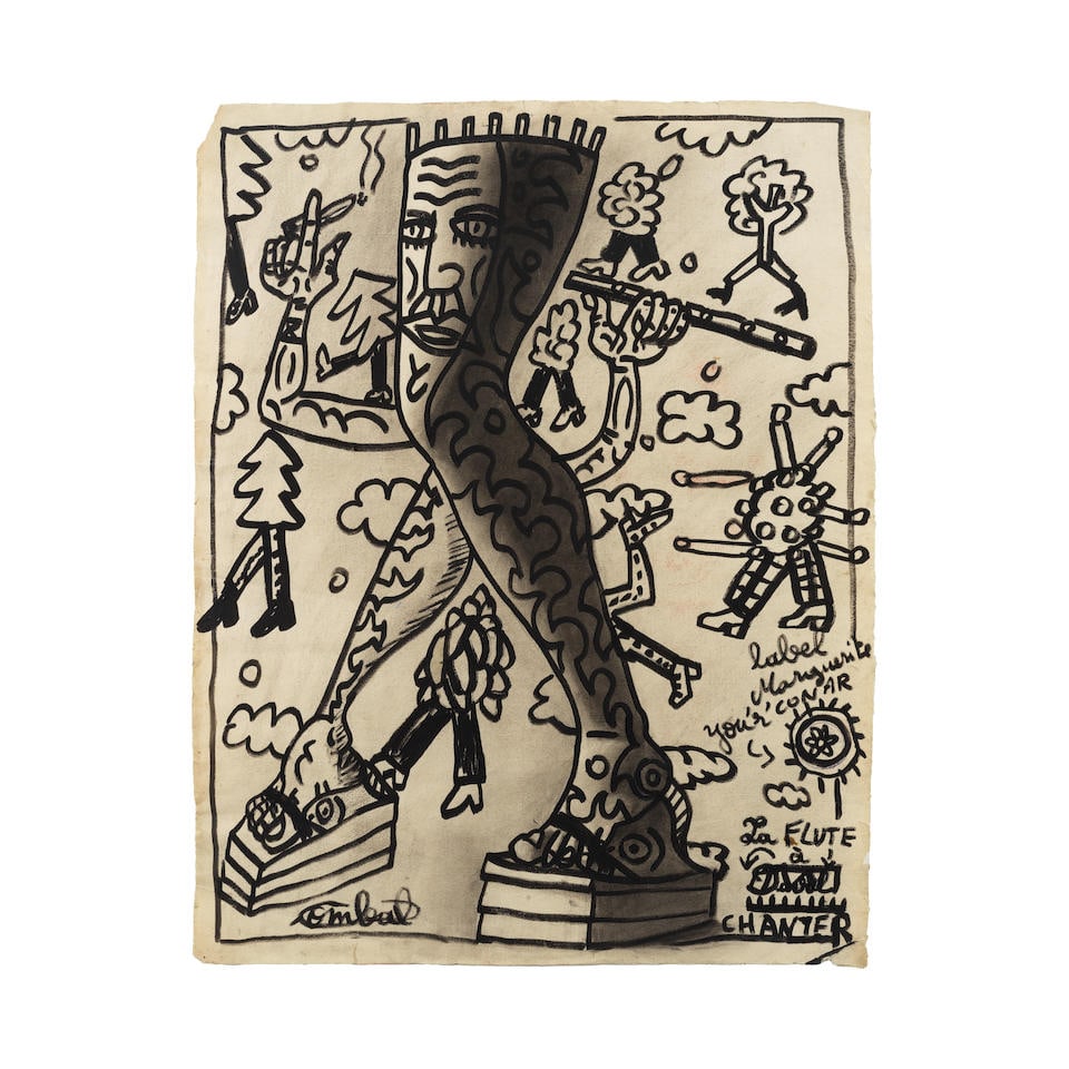 ROBERT COMBAS (N. 1957) La flûte à chanter 1999: ROBERT COMBAS (N. 1957) La flûte à chanter 1999 signé acrylique sur papier signed acrylic on paper 61.5 x 48.5 cm. 24 3/16 x 19 1/8 in. Réalisé en 1999. Footnotes: L'authentic