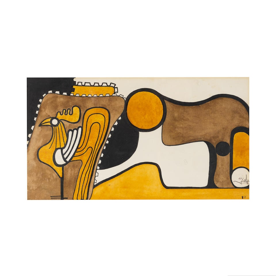 PABLO ATCHUGARRY (N. 1954) Sans titre 1987: PABLO ATCHUGARRY (N. 1954) Sans titre 1987 signé et daté 87 gouache, aquarelle et mine de plomb sur papier signed and dated 87 gouache, watercolour and graphite on paper 15.3 x 28 cm. 6 x 11