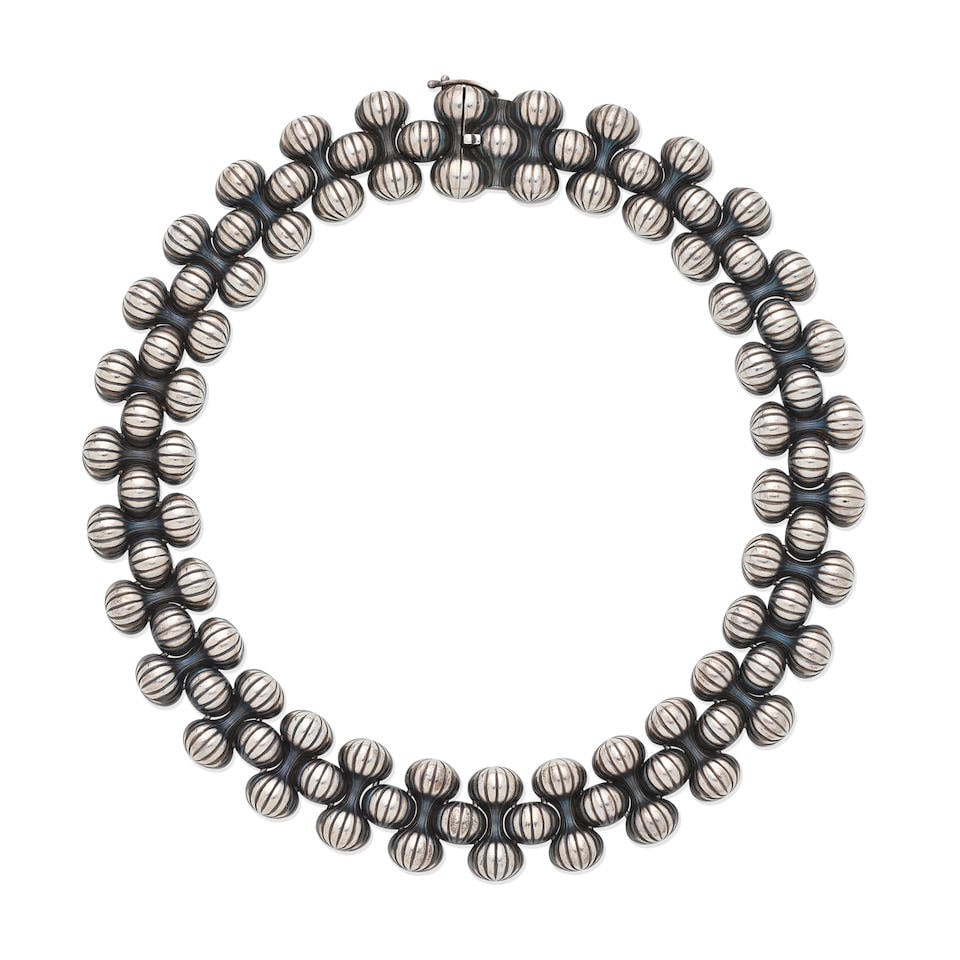 ARNO MALINOWSKI FOR GEORG JENSEN: SILVER 'ONION' NECKLACE, (1 of 3)