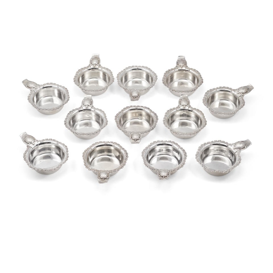 A SET OF TWELVE AMERICAN STERLING SILVER CREAM SOUP CUPS by Shreve & Co., San Francisco, Califor... (1 of 1)