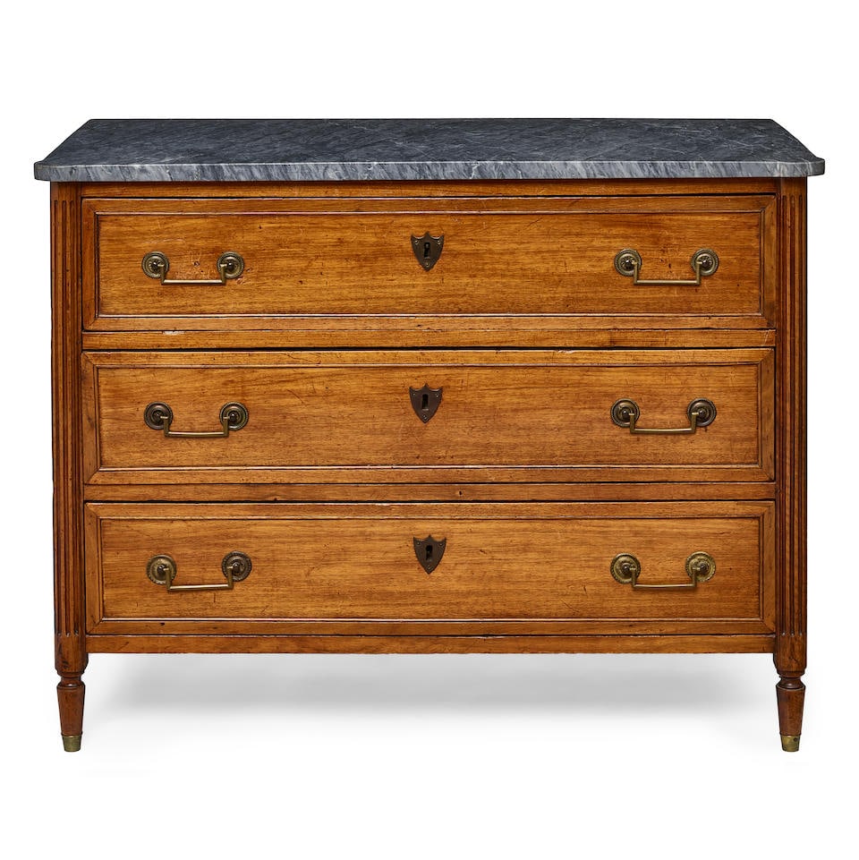A LOUIS XV MARBLE TOP FRUITWOOD COMMODELate 18th century (1 of 2)