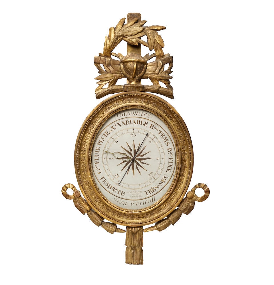 A LOUIS XVI STYLE GILTWOOD BAROMETERSelon Toricelli, 19th century (1 of 2)