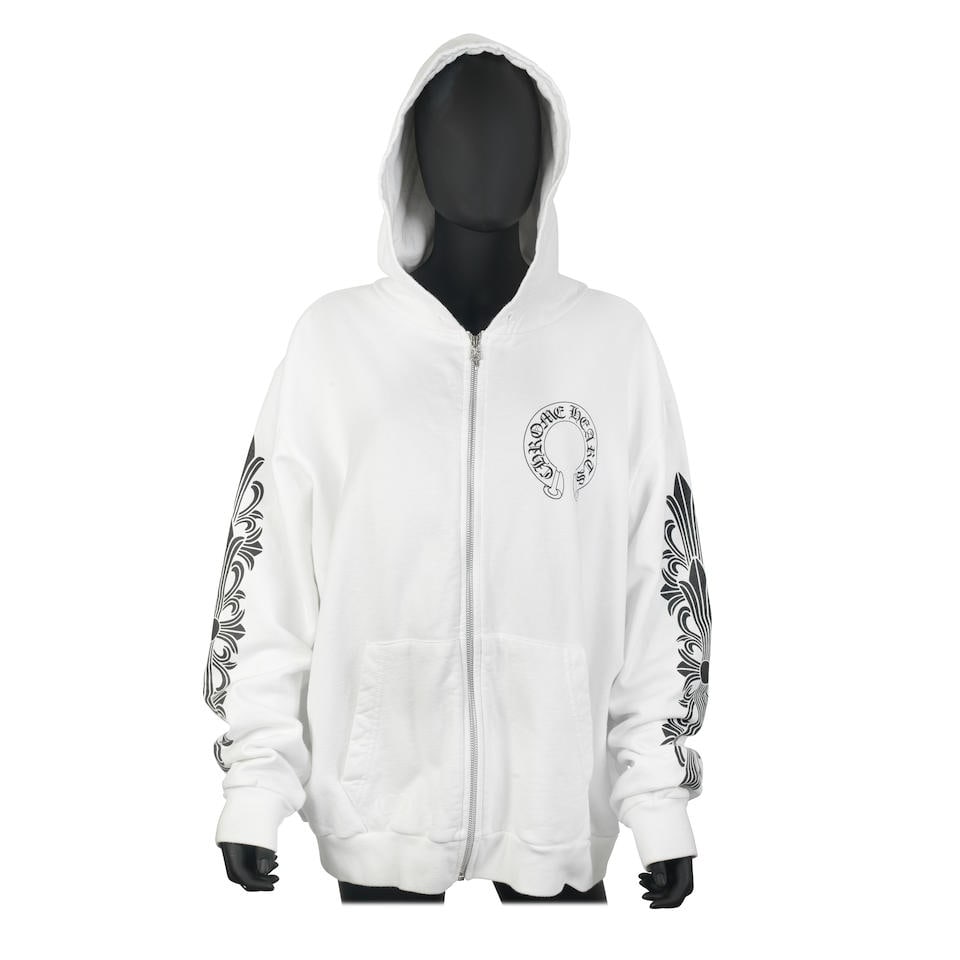 Chrome Hearts: a Men's White Cotton Zipped Hoodie (1 of 2)
