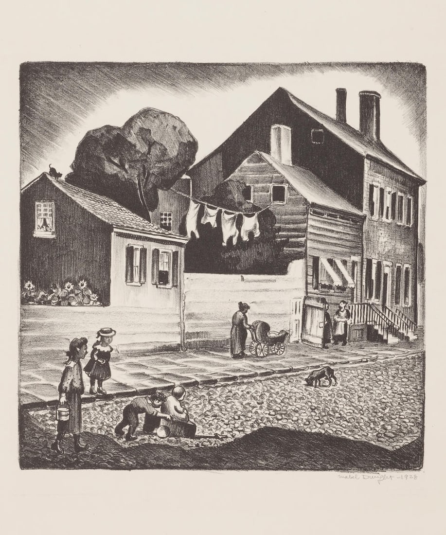 Mabel Dwight (1876-1955); Old Greenwich Village;: Mabel Dwight (1876-1955) Old Greenwich Village, 1928 Lithograph on Rives paper, signed in pencil and dated, from the edition of 40, with margins. 9 1/2 x 9 7/16in (24.1 x 24cm) sheet 15 15/16 x 11 5/8