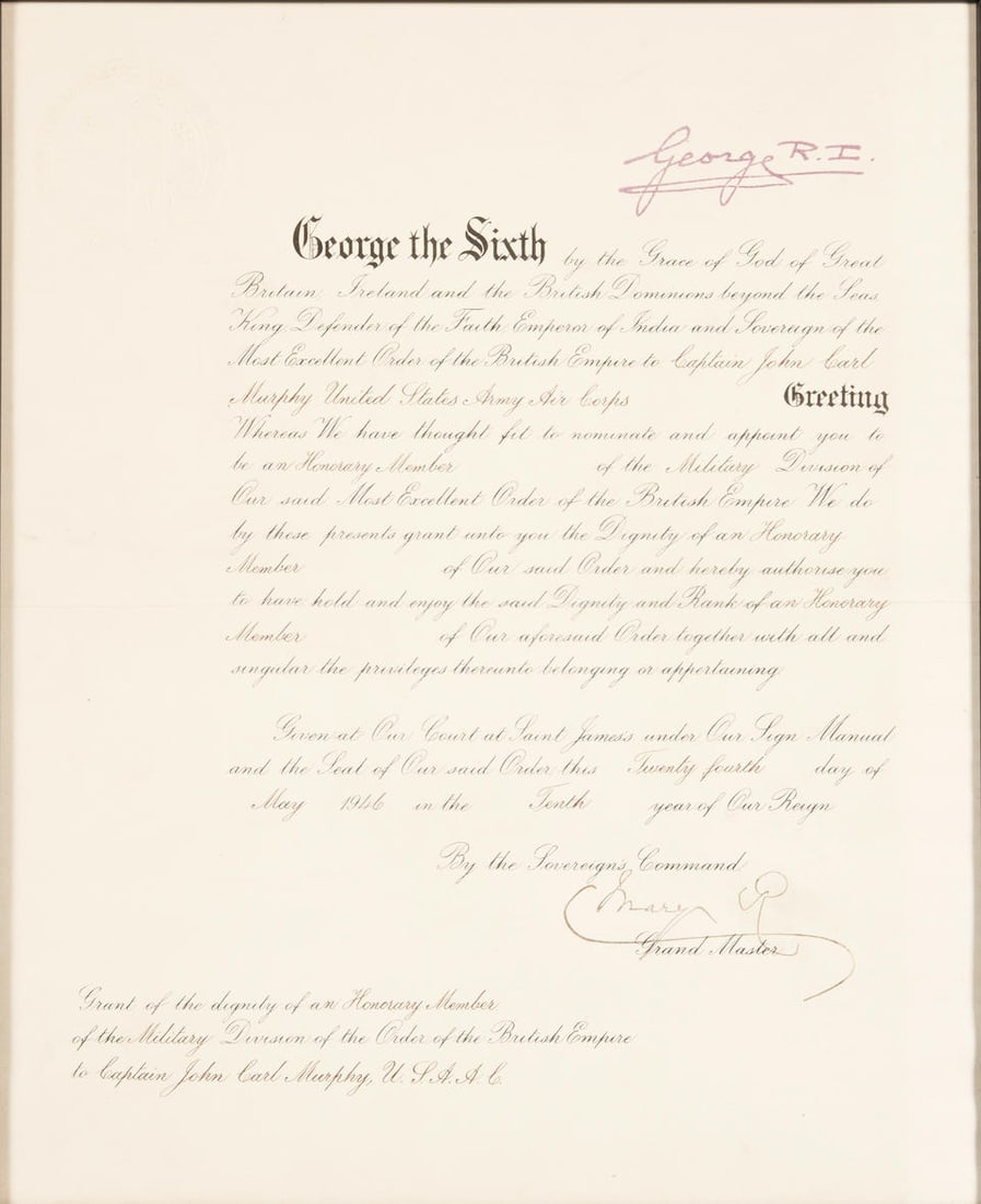 MARY OF TECK, QUEEN. 1867-1953. Document signed. (1 of 2)