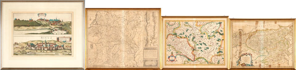 EASTERN EUROPEAN MAPS. Four framed maps. (1 of 5)