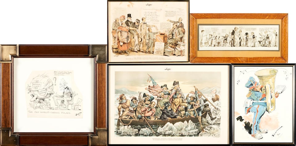 ZIMMERMAN, EUGENE ('ZIM'). 1862-1935. Two signed cartoons. (1 of 6)