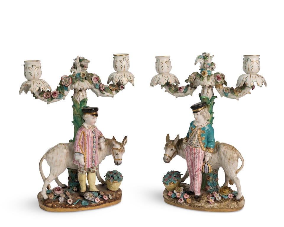 A pair of 20th century German porcelain twin-branch candelabra First seen in Season 5, in the Di... (1 of 1)