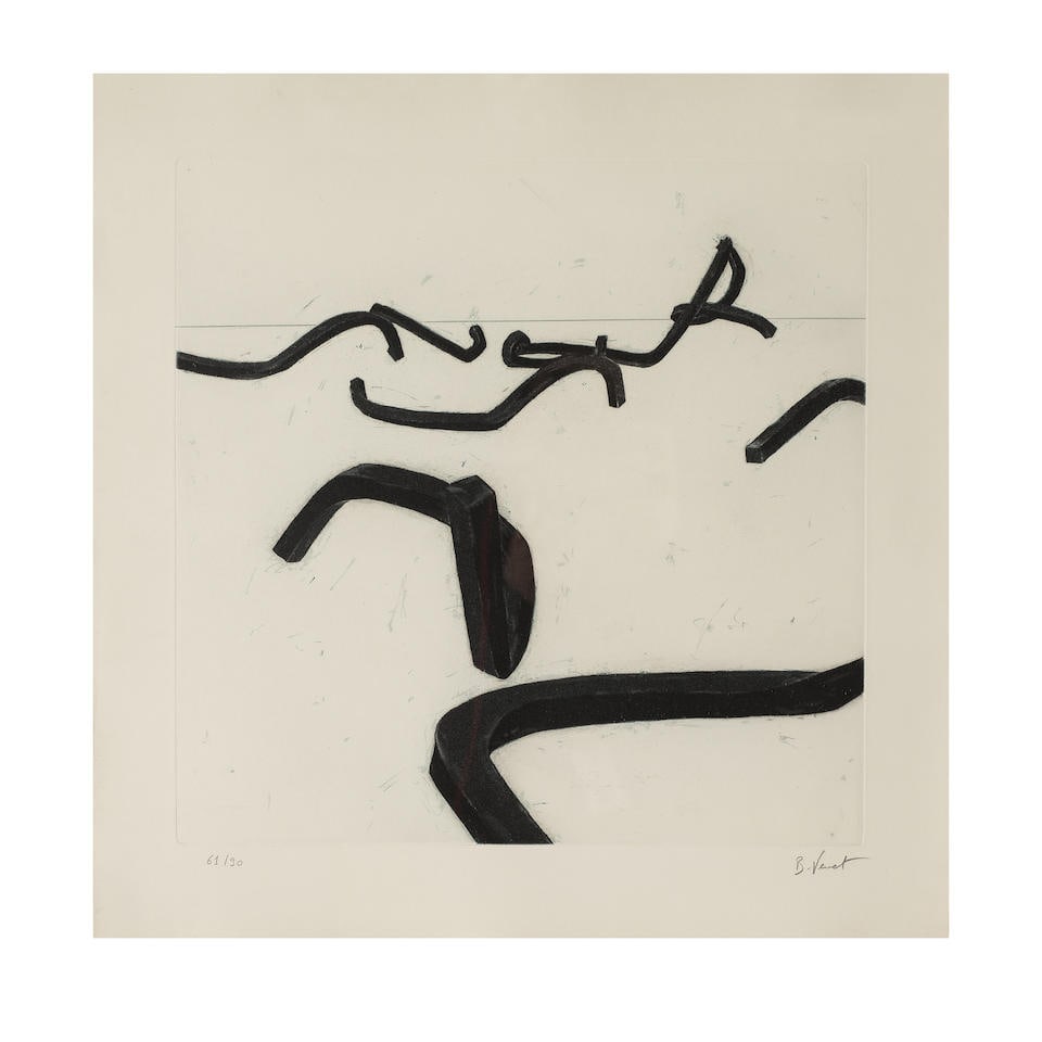 BERNAR VENET (NE EN 1941) Lignes indéterminées 1, circa 1990 Eau-forte et aquatinte s...: BERNAR VENET (NE EN 1941) Lignes indéterminées 1, circa 1990 Eau-forte et aquatinte sur Rives Signée et numérotée 61/90 Toutes marges non ébarbées Dimension feuille: