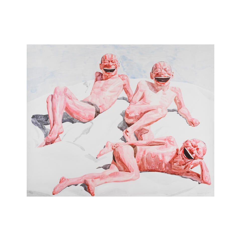 YUE MINJUN (Né en 1962) Untitled (Smile-ism No.25), 2006 Lithographie en couleurs Sign...: YUE MINJUN (Né en 1962) Untitled (Smile-ism No.25), 2006 Lithographie en couleurs Signée et numérotée 19/45 89 x 110 cm Colour lithograph, signed and numbered 19/45 This lot is su