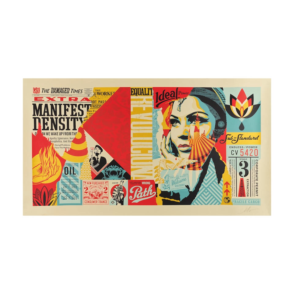 SHEPARD FAIREY (NE EN 1970) Damaged Wrong Path Mural, 2018 Sérigraphie en couleursSigné... (1 of 1)