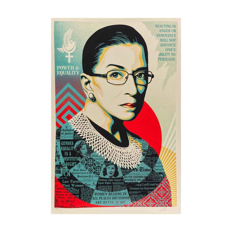 SHEPARD FAIREY (NE EN 1970) A Champion of Justice (Ruth Bader Ginsburg), 2021 Sérigraphie e... (1 of 1)