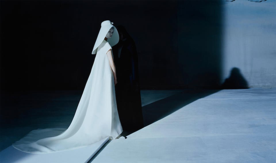 Tim Walker (born 1970); Xiao Wen Ju & Fei Fei Sun, Fashion: Balenciaga & Lanvin, London;: Tim Walker (born 1970) Xiao Wen Ju & Fei Fei Sun, Fashion: Balenciaga & Lanvin, London, 2014 Archival pigment print; flush-mounted, framed, an artist label, signed and numbered '4/10' in ink, and a Mi