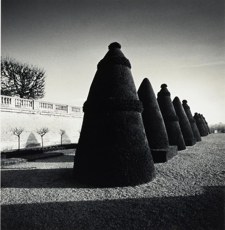 Michael Kenna (born 1953); 'Atget's Trees, Study 3, Saint Cloud, France';: Michael Kenna (born 1953) 'Atget's Trees, Study 3, Saint Cloud, France', 1996 Toned gelatin silver print, printed 1997; mounted, signed, dated, and numbered '13/45' in pencil on the mount, the photogr