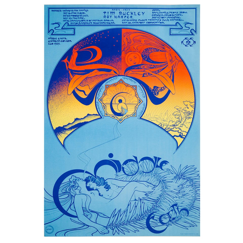 Michael English and Nigel Waymouth 'Hapshash and the Coloured Coat' Middle Earth UK Concert Poster. (1 of 1)