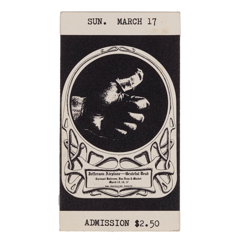 AOR-2.172 'Sore Thumb' Jefferson Airplane Grateful Dead Carousel Ballroom Unused Ticket. (1 of 1)
