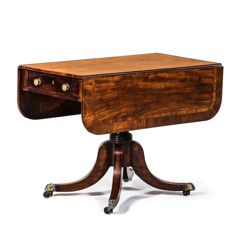 REGENCY MAHOGANY INLAID DROP-LEAF SIDE TABLE (1 of 2)