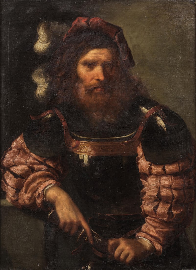 After Pietro Muttoni, called della Vecchia, 19th Century A soldier drawing his sword framed: 118... (1 of 3)