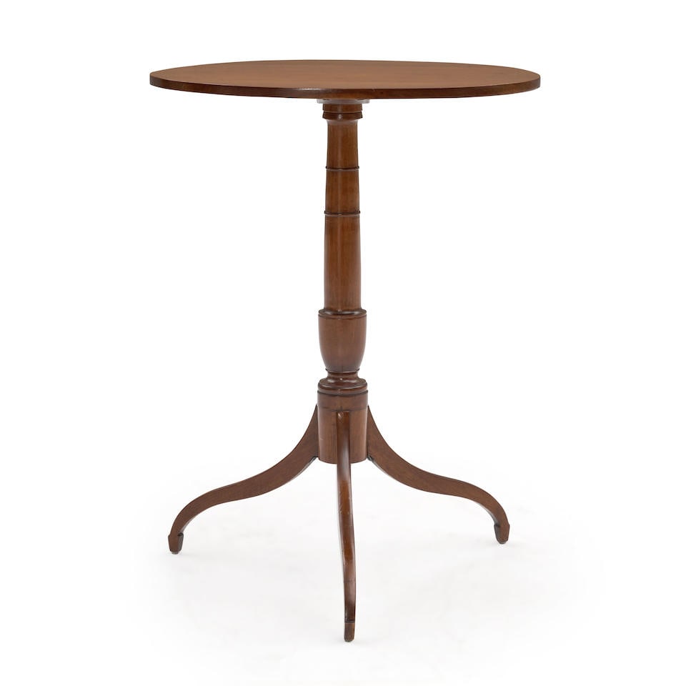 A FEDERAL STYLE STAINED CHERRY OVAL CANDLESTAND, (1 of 1)