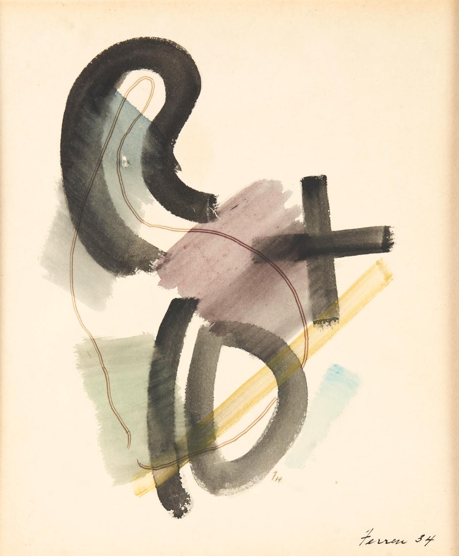 JOHN FERREN (1905-1970) #4 Watercolor Mallorca framed 40.0 x 36.5 x 1.25 cm (15 3/4 x 14 2/5 x 1... (1 of 1)