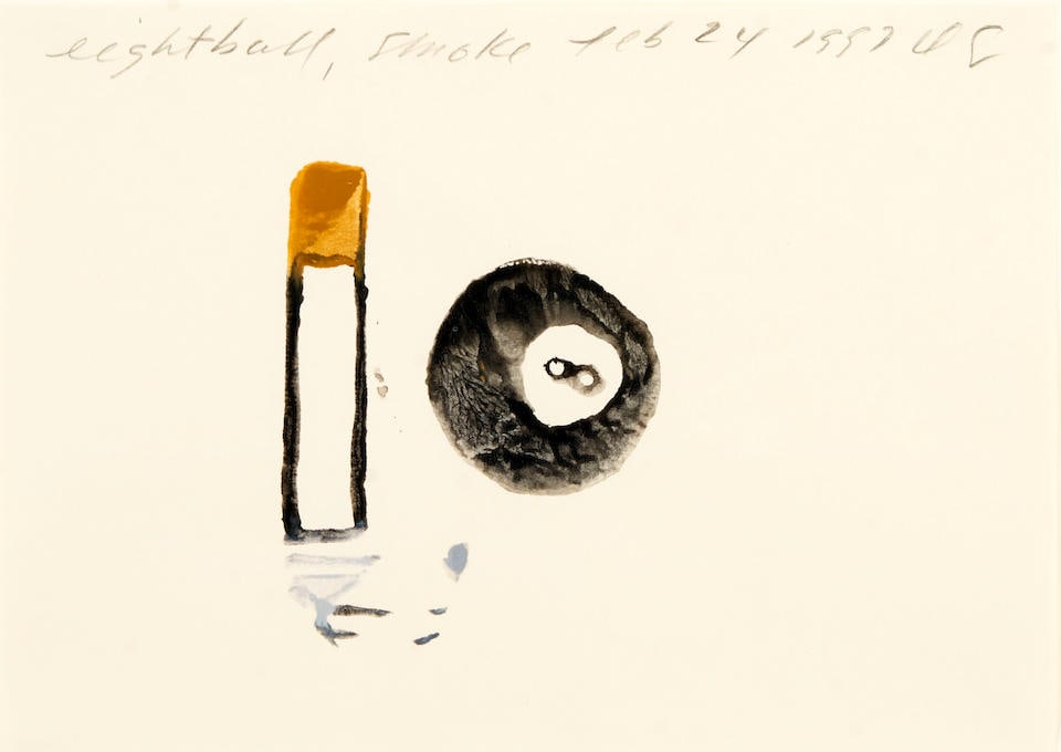 DONALD KEITH SULTAN (American, born 1951) eightball, smoke framed 33.25 x 39.5 x 2.5 cm (13 x 15... (1 of 3)
