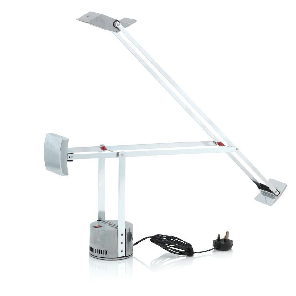 Richard SAPPER (1932-2015) A tizo 30 lamp by Artemide, circa 1980: Richard SAPPER (1932-2015) A tizo 30 lamp by Artemide, circa 1980 With chrome finish and engraved on the arm with facsimile signature and numbered 00286, complete with its box, Adjustable approximatel