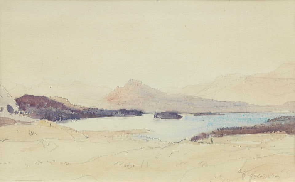 Sir David Young Cameron RA RSA RWS RSW RE (British, 1865-1945) Tarff: Sir David Young Cameron RA RSA RWS RSW RE (British, 1865-1945) Tarff signed and inscribed 'Tarff/D Y Cameron' (lower right) pencil and watercolour 20 x 30cm (7 7/8 x 11 13/16in). For further informati