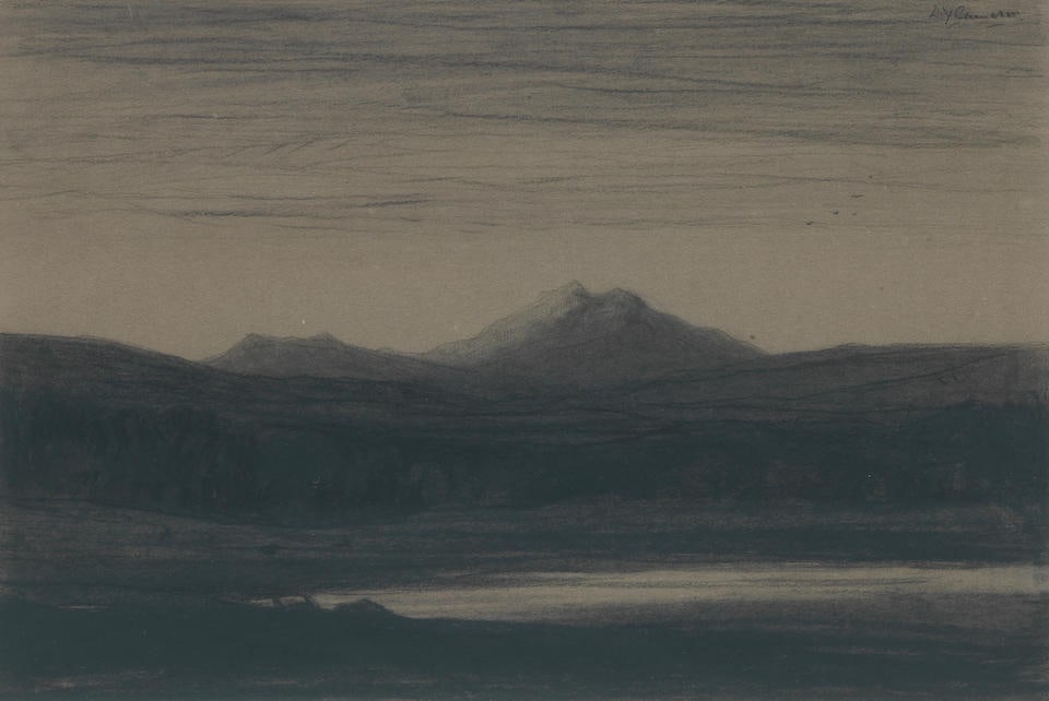 Sir David Young Cameron RA RSA RWS RSW RE (British, 1865-1945) Ben Cruachan: Sir David Young Cameron RA RSA RWS RSW RE (British, 1865-1945) Ben Cruachan signed 'D.Y.Cameron' (upper right) charcoal and pencil on buff paper 18 x 25.5cm (7 1/16 x 10 1/16in). For further informati