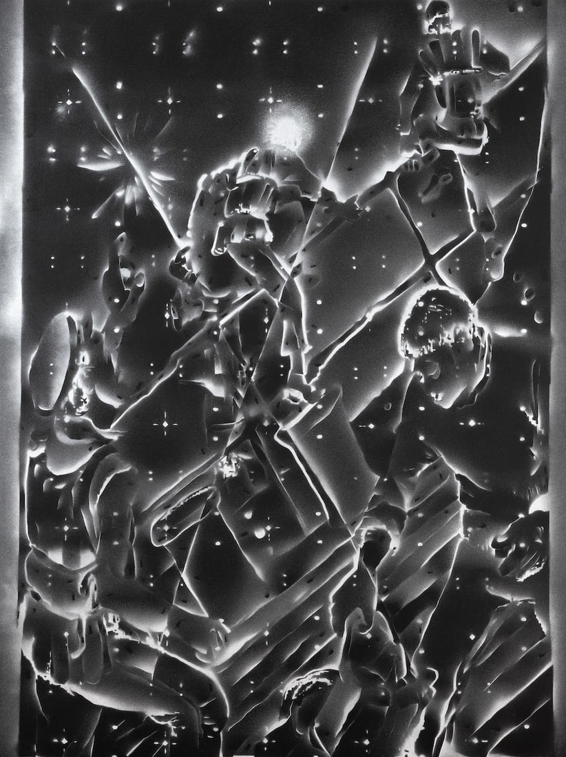 DAVID RATCLIFF (born 1970) Sans titre. De la série Ghost Painting (Titanic): DAVID RATCLIFF (born 1970) Sans titre. De la série Ghost Painting (Titanic) 2010 Signée, datée et situé Los Angeles au dos Acrylique et spray sur toile Getekend, gedateerd en gesit