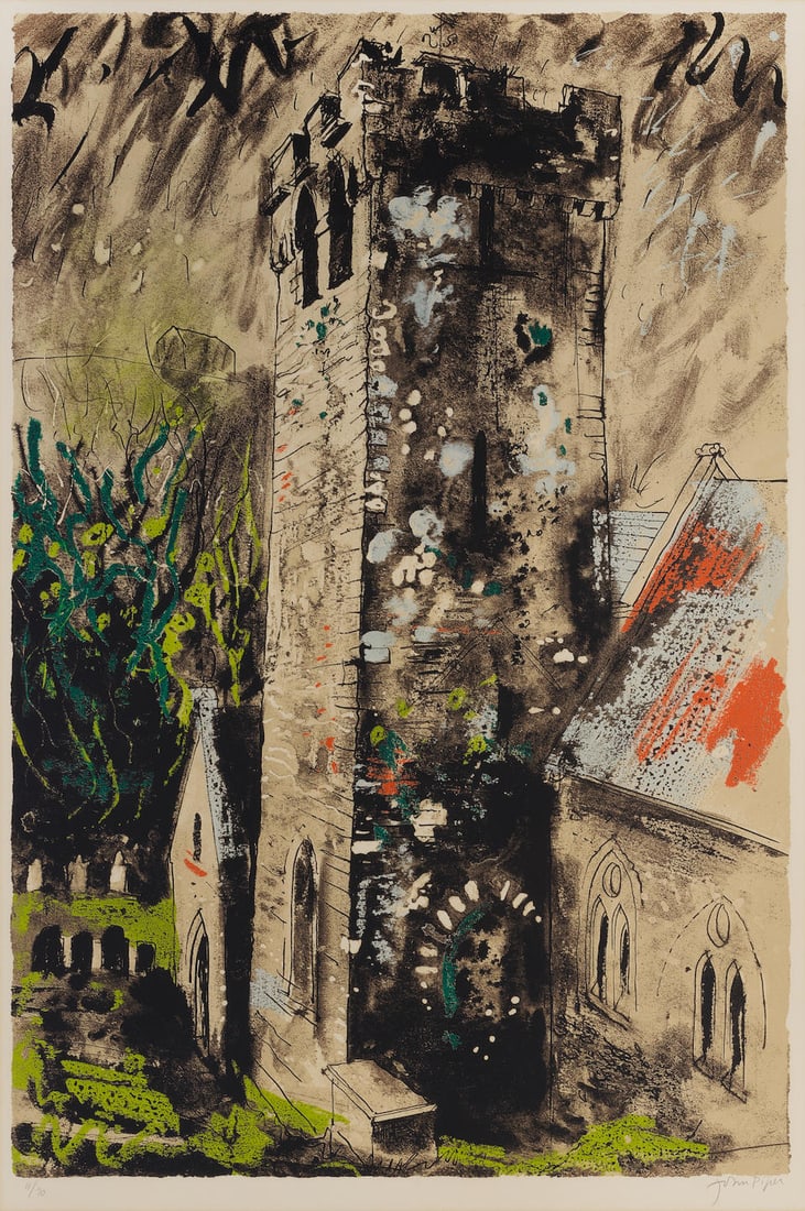 John Piper C.H. (British, 1903-1992) Castlemartin Screenprint in colours, 1976, on wove paper, s...: John Piper C.H. (British, 1903-1992) Castlemartin (Levinson 259) Screenprint in colours, 1976, on wove paper, signed and numbered 11/70 in pencil, printed by Kelpra Studio, published by Marlborough Fi