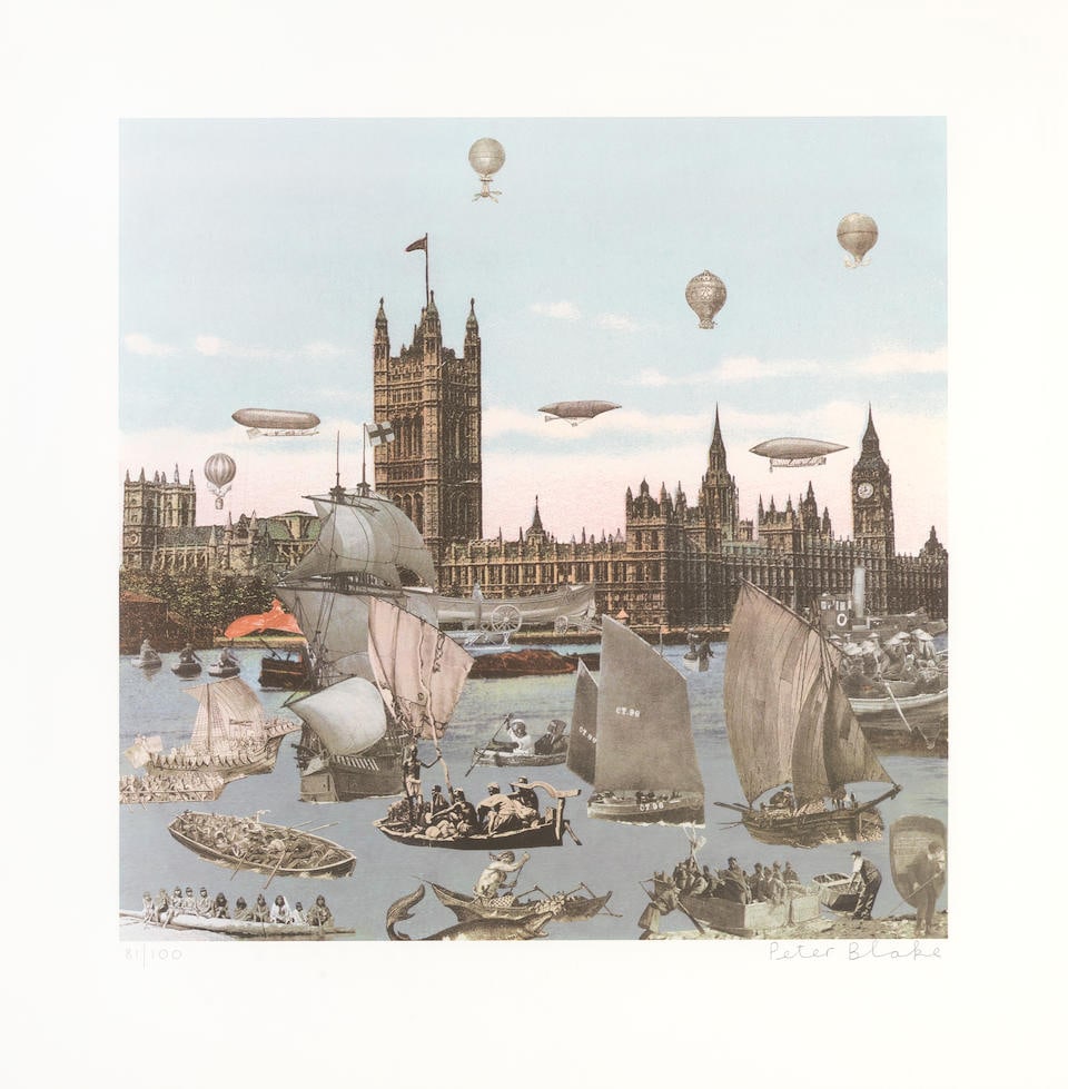 Sir Peter Blake R.A, R.W.A. (Hon) (British, born 1932) River Thames Regatta, from London Suite S...: Sir Peter Blake R.A, R.W.A. (Hon) (British, born 1932) River Thames Regatta, from London Suite Screenprint in colours, 2012, on Somerset wove paper, signed and numbered 81/100 in pencil, published by