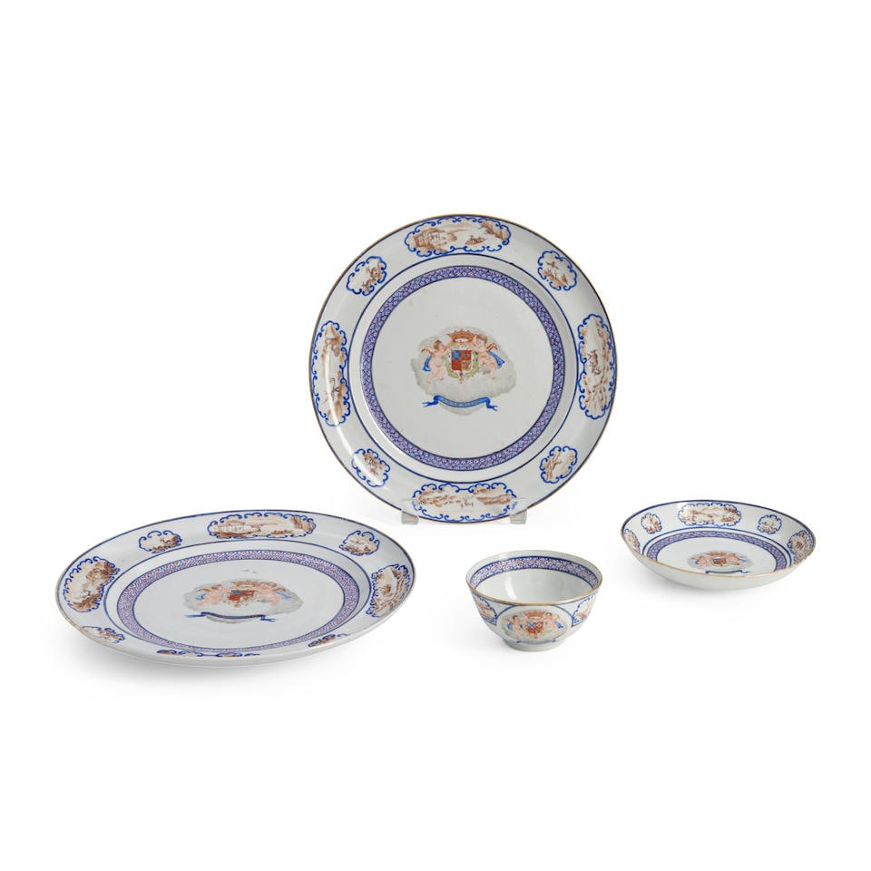 Four Portuguese Market Porcelain Table Items Bearing the Arms of Arms of António de Ara... (1 of 1)