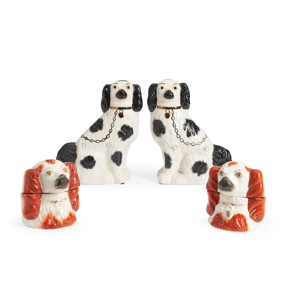 Two Pairs of Ceramic Dog Figures, Staffordshire, England, 18th/19th century. (1 of 2)