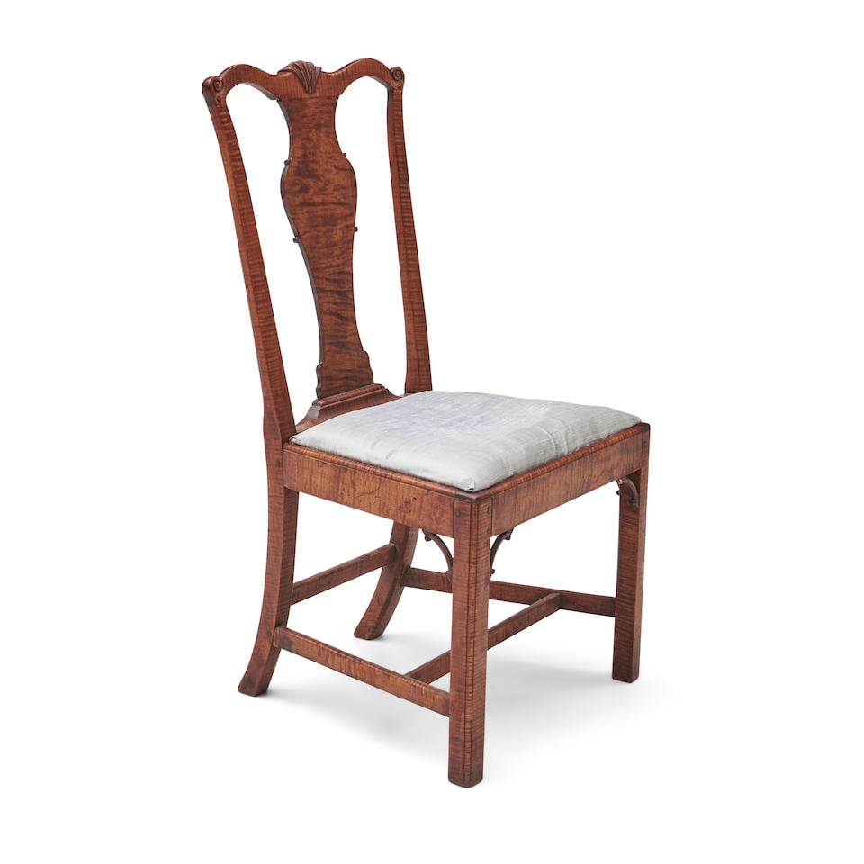 Chippendale Tiger Maple Side Chair, possibly rural Massachusetts, late 18th century. (1 of 1)