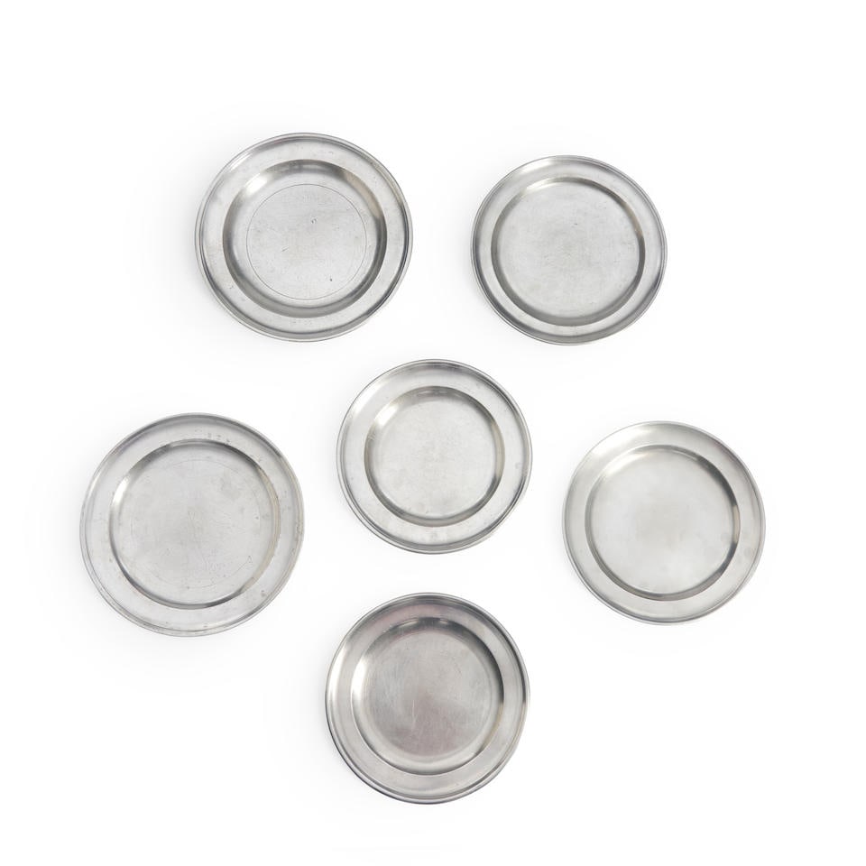 Six Pewter Plates, mostly New England, late 18th/early 19th century. (1 of 7)