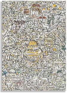 Jamil Molaeb (Lebanon, born 1948) Jerusalem: Jamil Molaeb (Lebanon, born 1948) Jerusalem oil on canvas signed 'Jamil Molaeb' (lower right), executed in 2018 70 x 50cm (27 9/16 x 19 11/16in). Footnotes: Provenance: Property from a private collect