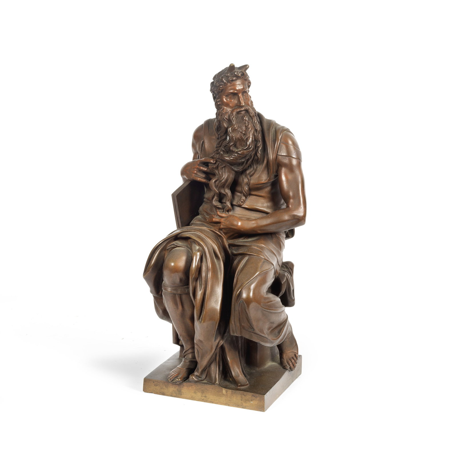 A late 19th century Belgium patinated bronze figure of Moses after Michelangelo (Italian, 1475-1... (1 of 1)
