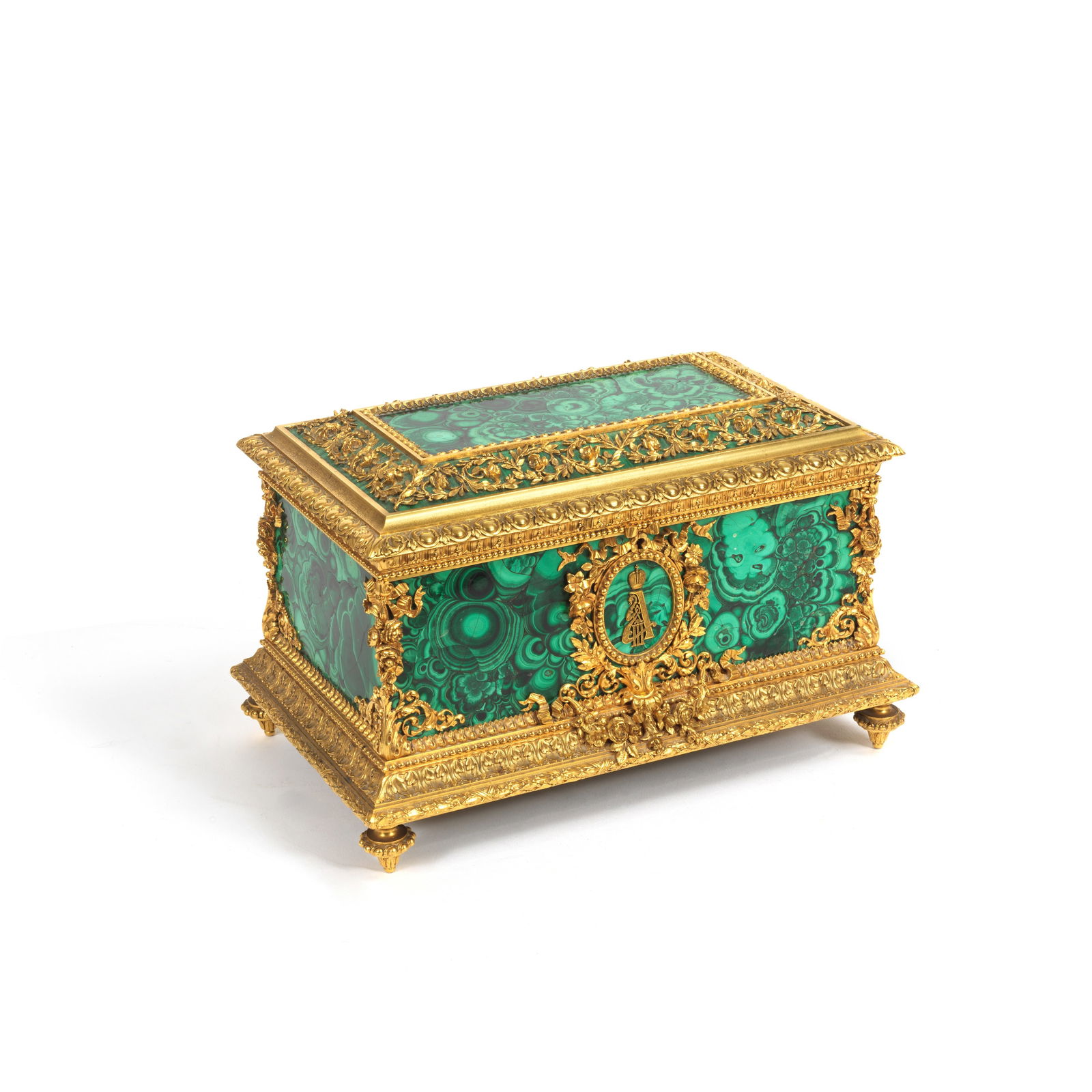 An impressive gilt bronze mounted and malachite clad jewellery casket probably Russian, late 19t... (1 of 1)