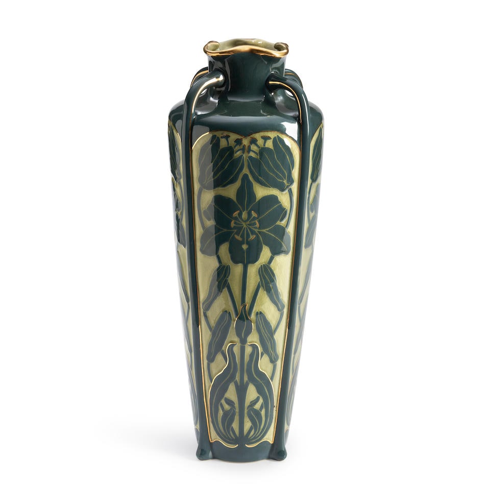 Villeroy & Boch Art Nouveau Ceramic Vase, Germany, c. 1900, ink stamp mark 'Villeroy & Boch Dres... (1 of 2)